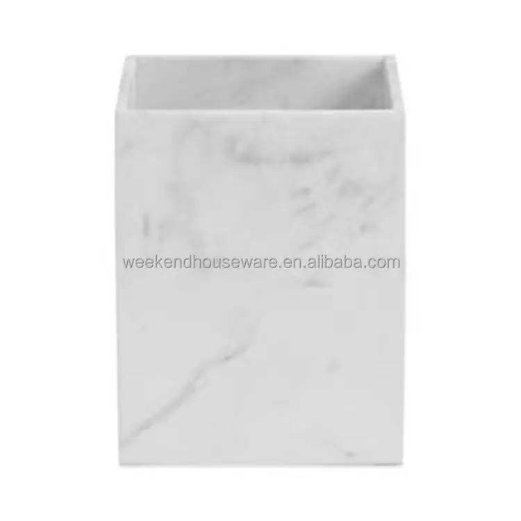 Blanco 5L cuarto de baño de mármol de basura papelera de mármol de basura