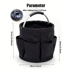 Professional 17L Foldable Fabric Cleaning Caddy Tote with Reinforced Handles Picnic/Outdoor Multi-Use Organizer <strong>Storage</strong> <strong>Basket</strong> - Product Image 3