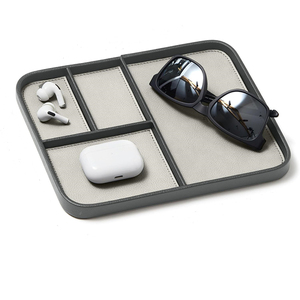 Organisateur de bureau créatif en cuir PU, plateau de rangement pour table de chevet, plateau de rangement pour salon, salle de bain, rangement de bijoux, design pliable - Product Image 5