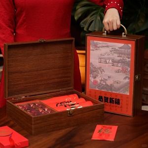 Caja de regalo de Año Nuevo de madera hecha a medida, caja de almacenamiento portátil rectangular para embalaje de regalos, origen del condado de Cao - Product Image 4