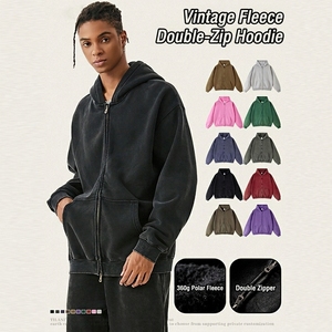 Commande en gros de sweat-shirts à capuche en coton surdimensionné personnalisés, sweat-shirts à capuche à fermeture éclair en molleton français, sweat-shirts à capuche à fermeture éclair brodés, streetwear, sweat-shirts à capuche à impression numérique pour hommes - Product Image 3