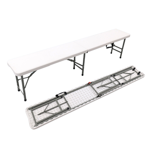 Table-banc pliable rectangulaire moderne de 6 pieds, blanche, en plastique semi-imperméable, réglable, pour camping, repas en extérieur et cour. - Product Image 2