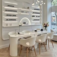 Table de manucure et chaise de luxe pour salon de beauté avec collecteur de poussière, lampe de bureau pour technicien(ne) des ongles, poste de manucure