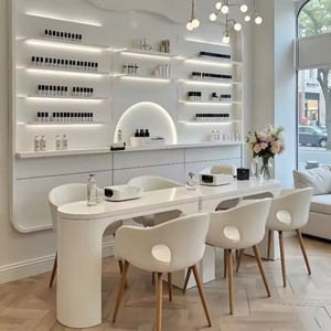 Mesa de Manicura con Silla, Juego de Mesa y Silla de Manicura de Lujo para Salón de Belleza con Colector de Polvo, Lámpara de Escritorio para Técnico de Uñas, Estación de Manicura - Product Image 1