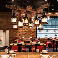 Lustre industriel rétro en bois, luminaire suspendu en corde de chanvre, lanterne vintage LED chocolat, lampe suspendue pour restaurant, bar, café, salle à manger