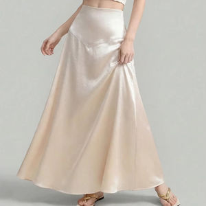 Jupe longue droite ample en satin, style européen et américain, collection automne 2026, vêtements pour femmes - Product Image 1