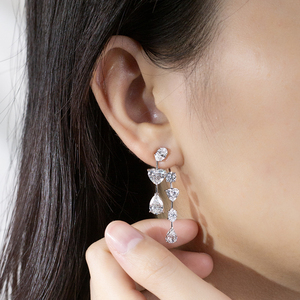 Pendientes de Diamantes Chapados en Oro Blanco S925 MSE-871 de Messi Jewelry para Mujer - Product Image 5