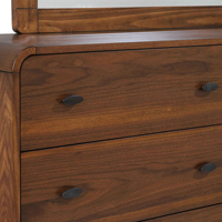 Commode de chambre à coucher moderne en bois massif noyer avec 6 tiroirs et rangement