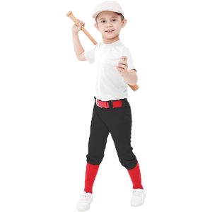 Pantalones de béisbol QBK con 2 calcetines y 1 cinturón para niños, conjunto informal de algodón, talla 2-17 años - Product Image 1