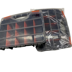 Transparent cover plastic tool box with 15 compartments removable