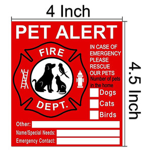 Autocollant d'alerte pour animaux de compagnie, autocollant imperméable pour la sécurité incendie, décalcomanie de sauvetage pour animaux de compagnie, pour notification d'urgence à domicile - Product Image 5
