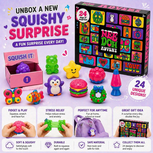 Calendrier de l'Avent NeeDoh 24 Jours, Boîte Mystère Surprise Squishy, <span class=keywords><strong>Jouet</strong></span> Anti-Stress à Rebond Lent à la Maltose pour Noël, Pâques, Enfants - Product Image 3