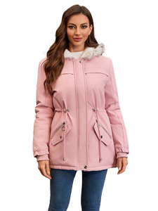 <span class=keywords><strong>Parka</strong></span> à capuche avec garniture en fourrure pour femmes manteau matelassé mi-long veste d'hiver <span class=keywords><strong>doublée</strong></span> en <span class=keywords><strong>polaire</strong></span> isotherme chaud rembourré vêtements d'extérieur d'automne - Product Image 6