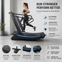 Tapis de course manuel incurvé non électrique auto-alimenté commercial avec test de fréquence cardiaque sans fil pour machine de fitness cardio en studio
