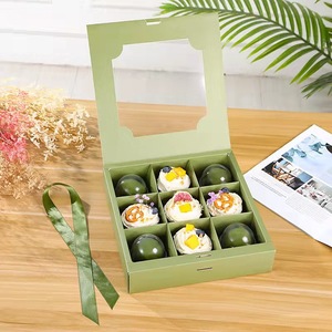 Bán Buôn Màu Xanh Lá Cây Gấp <span class=keywords><strong>Cupcake</strong></span> Đóng Gói Hộp Rõ Ràng Nắp Tráng Miệng Bánh Mini <span class=keywords><strong>Cupcake</strong></span> Hộp 9 Thực Phẩm Tùy Chỉnh Dùng Một Lần Tráng Giấy - Product Image 5