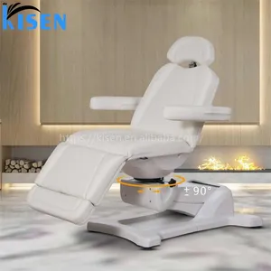 Kisen Luxury Massage Tables Salon Furniture White Beauty Bed Electric Facial Chair Pu Leather With 3D Adjustable Pillow 5 Motors