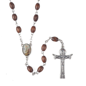 Stazioni della croce rosario perline <span class=keywords><strong>di</strong></span> <span class=keywords><strong>legno</strong></span> fatte a mano rosari cattolici collana croce - Product Image 2