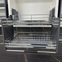 Novo Design de Produto: Cesto Deslizante de Aço Inoxidável para Armário de Cozinha - Organizador de Cozinha com Cesto Retrátil