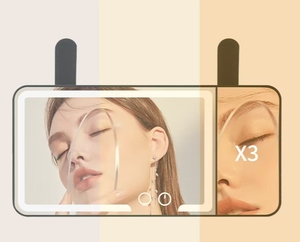 Le plus récent 3 couleurs réglable LED luminosité éclairée voiture maquillage visière loupe 1X 3X <span class=keywords><strong>miroir</strong></span> éclairé miroirs de voiture intelligents - Product Image 3