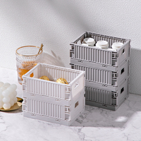 Petit panier de rangement plastique pliable, multifonction, pour livres, vêtements et nourriture