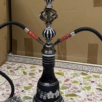 Chicha de luxe en acier inoxydable avec 2 tuyaux, base en verre dépoli, type droit, accessoire pour fumer la chicha