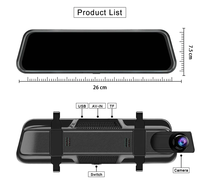 9.66 pouces IPS Streaming miroir moniteur GPS voiture DVR Dash Cam avec Double caméra caméra de recul enregistreur vidéo affichage pour voitures