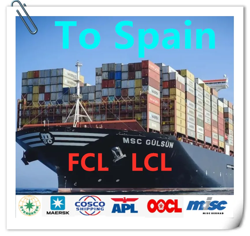 EXW <span class=keywords><strong>FOB</strong></span> Thanh Đảo Ningbo 20ft 40ft Container Vận Tải Đường Biển Giao Nhận Vận Tải Từ Trung Quốc Đến Châu Âu Tây Ban Nha FCL LCL Vận Chuyển Đường Biển