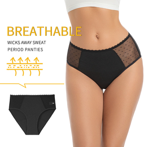 Ropa interior Menstrual de tela ecológica de cáñamo Tencel biodegradable de 4 capas de cintura alta para mujeres bragas Hipster a prueba de fugas - Product Image 3