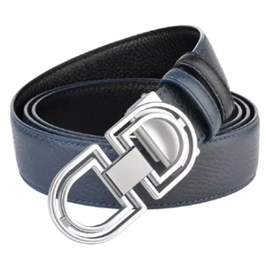 2025 Maßgefertigte Herren-Gürtel aus echtem Rindsleder, atmungsaktiv, mit massiver gebürsteter Messingschnalle im <span class=keywords><strong>M</strong></span>-Design, lässiger Stil, 3,5 cm breit - Product Image 4