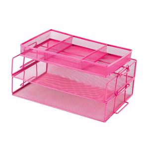 <span class=keywords><strong>Amazon</strong></span> Venta caliente 2-nivel de documento de Metal negro capa de malla bandeja apilable de archivo con sostenedor de la <span class=keywords><strong>pluma</strong></span> - Product Image 4