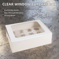 Boîtes à cupcakes avec fenêtre transparente et support pour friandises, en carton avec pelliculage mat, conformes aux normes alimentaires, style dossier