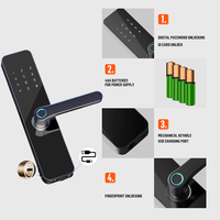 Cerradura de Puerta Digital con Código PIN OEM Ttlock, Cerradura Biométrica con Batería Seca, Cerraduras Inteligentes con Aplicación para Puertas de Madera, para Hoteles, Apartamentos y Dormitorios