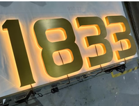 Lettres en métal rétroéclairées Popula, lettres en métal imperméables, lettres en métal à effet halo, lettres 3D LED rétroéclairées pour bâtiments