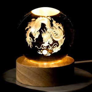 Lámpara de Noche con Bola de Cristal y Interruptor, Lámpara de Escritorio LED USB con Grabado Láser 3D, Tema Luna y Galaxia, Regalo Romántico para Ella, Hogar - Product Image 2