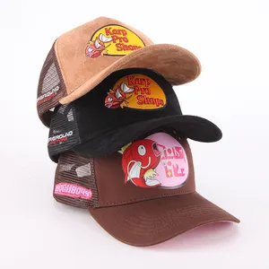 Topi Trucker bordir hewan kustom topi Trucker olahraga jaring 5 Panel Gorras luar ruangan