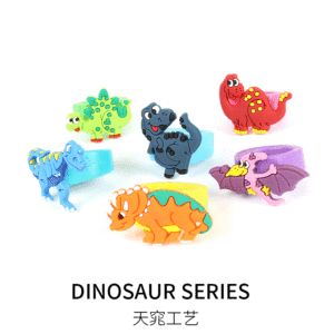 Cartoon PVC Creative Doll <b>Dinosaur</b> Pattern Soft Plastic Children's Ring - Product Image 1