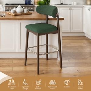 Bancos de Bar Modernos de Madera Maciza y Metal con Diseño Ergonómico y Construcción Duradera para Aplicaciones de Comedor en Hoteles y Exteriores - Product Image 4