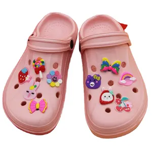 彩虹粉色聚氯乙烯花园鞋装饰贴合孔儿童礼品鞋护身符