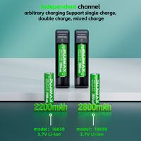 Chargeur USB à 1 emplacement PUJIMAX CE ROHS FCC pour batteries Li-ion au lithium 14500 16650 18500 18650 26650 CR123, adaptateurs de charge rapide