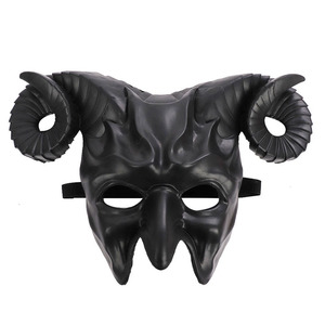 Masque <span class=keywords><strong>de</strong></span> démon à cornes <span class=keywords><strong>de</strong></span> bœuf, demi-visage effrayant, pour Halloween, mascarade, cosplay, costume pour femmes et hommes - Product Image 5