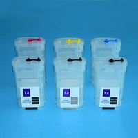 Cartucho de Tinta Recargable BOMA de 130 ml y 6 Colores para Plotters HP Designjet T610, T770, T790, T795, T2300, T1300, Compatible con HP72 con Chip ARC