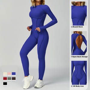 Tuta Sportiva Personalizzata Monopezzo Senza Schienale, Traspirante ad Asciugatura Rapida, con Linea 3D del Corpo, Scollo a V, in Nylon/Lycra per Palestra, Fitness e Yoga - Product Image 3