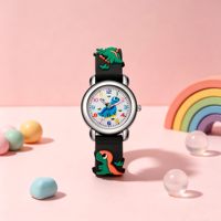 Montre éducative 3D pour garçons avec dinosaures, bracelet en silicone souple, montre pour enfants