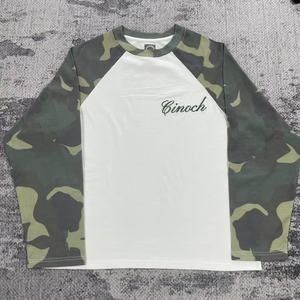 TS3473 <span class=keywords><strong>T</strong></span>-shirts à manches longues pour hommes, personnalisés, en tissu épais, camouflage, surdimensionnés, brodés - Product Image 1