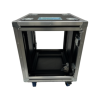 Boîtier de transport antichoc OEM 12U de haute qualité pour amplificateur avec portes coulissantes avant et arrière et 4 roues