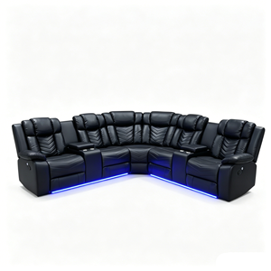 Sofá Esquinero Eléctrico Reclinable de Cuero Sintético en Oferta, con Cómodos Reposabrazos y Estructura Metálica Resistente para Sala de Estar - Product Image 5