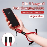 Sangle de téléphone portable multifonctionnelle universelle à porter en bandoulière avec adaptateur USB C vers USB C, cordon de téléphone portable 60W, câble de charge rapide