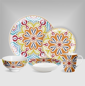 Juego de vajilla de <span class=keywords><strong>porcelana</strong></span> de estilo Floral, juego de vajilla de <span class=keywords><strong>porcelana</strong></span> de estilo inglés con <span class=keywords><strong>platos</strong></span> blancos, 12 Uds./16 Uds. - Product Image 4