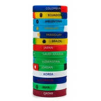 Bracelet en silicone avec drapeaux de plusieurs pays, impression résistante à la transpiration, confortable à porter, adapté aux sports de plein air
