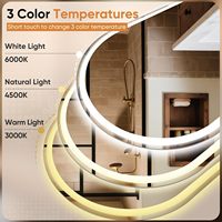Miroir mural de salle de bain LED arqué sur mesure, 3 couleurs, anti-buée, avec cadre doré, miroir de vanité de salle de bain, miroir de douche avec éclairage